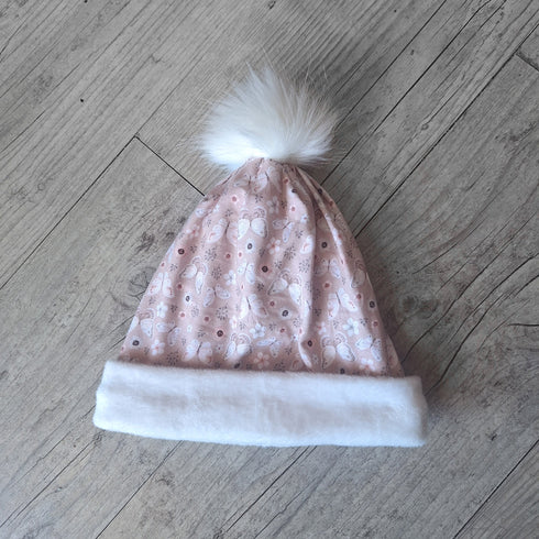 Bonnet uni ou à motifs et à pompon: chaud, doux et fourré à l'intérieur en blanc cassé, dès la naissance à enfant